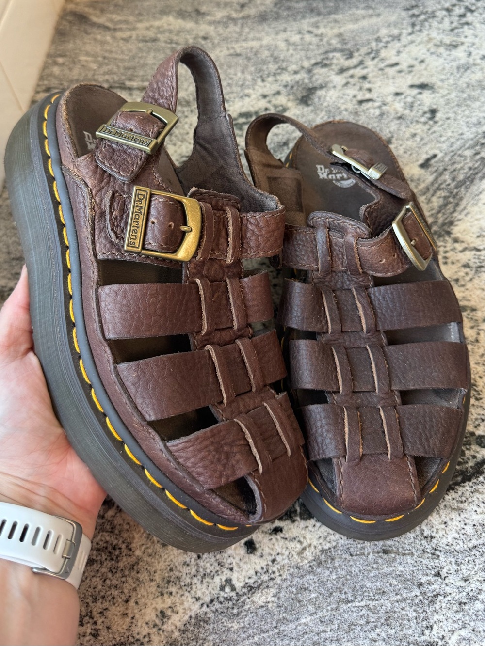 Dr. Martens Wrenlie Grizzly Leather Fisherman Sandals. L 7. VGUC